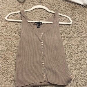 Ribbed Button-Down Tank Top